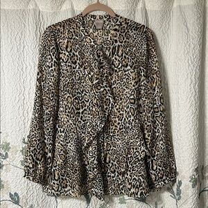 Chico's Animal Print Blouse - Black and Tan